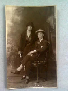 FOTOGRAFIE TIP CARTE POSTALA, UN CUPLU, 1925