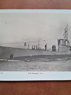 Fotografie tip carte postala, submarin, inceput de secol XX
