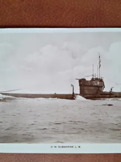 Fotografie tip carte postala, submarin, inceput de secol XX