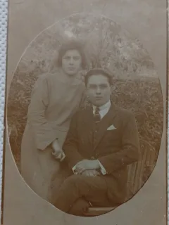 Fotografie tip Carte postala, Tica si Ilie Mirica, 1924