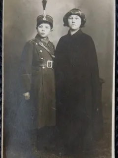 Fotografie tip Carte Postala, Verisori (Gica Mihailescu si Florica Calinescu), Giurgiu 1932