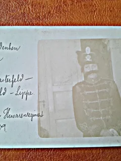 Fotografie tip Carte Postala,militar in uniforma de Husar, inceput secol XX, necirculata