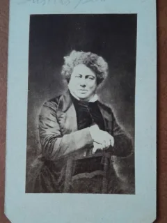 Fotografie tip CDV, barbatstand pe scaun, secolul XIX