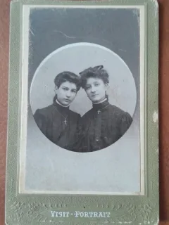 Fotografie tip CDV, mama si fiica, 1915