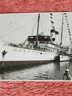 Fotografie vaporul Dacia in port la Constanta, 1928