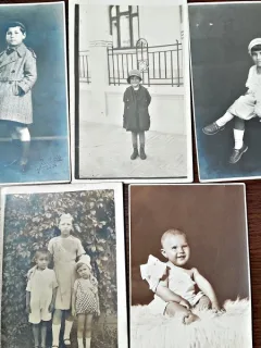 Fotografii tip carte postala, copii in perioada interbelica, set de 5, necirculate