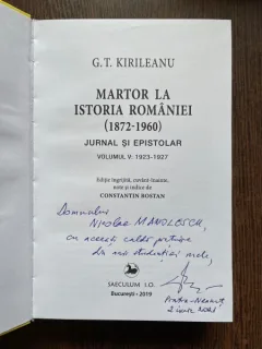 G. T. Kirileanu Martor la Istoria Romaniei Jurnal si epistolar V. 1923-1927