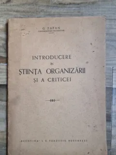 G. Zapan - Introducere in Stiinta Organizarii si a criticei