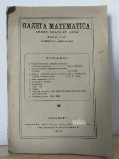 Gazeta Matematica - Anul LIV, Nr. 8