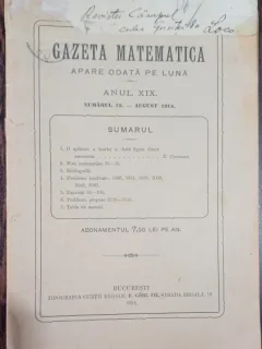 Gazeta Matematica - Numarul 12 / August 1914