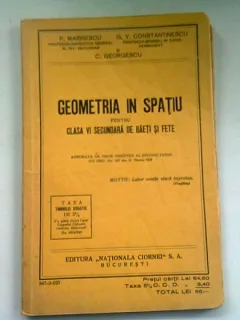 GEOMETRIA IN SPATIU PENTRU CLASA VI SECUNDARA DE BAIETI SI FETE - P. MARINESCU