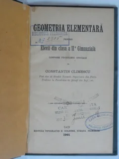 GEOMETRIE ELEMENTARA CLASA A II-A GIMNAZIALA - CONSTANTIN CLIMESCU