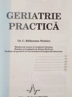 GERIATRIE PRACTICA DE C. BALACEANU - STOLNICI, 1998