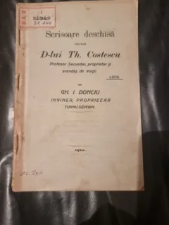 Gh. I. Donciu - Scrisoare deschisa adresata D-lui Th. Costescu