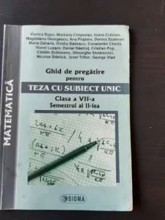 GHID DE PREGATIRE PENTRU TEZA CU SUBIECT UNIC, CLASA A VII-A, SEMESTRUL AL II-LEA