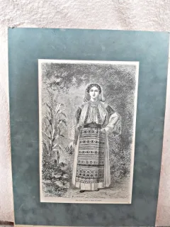 Gravura tanara femeie valaha, de D. Lancelot (cu passepartout)