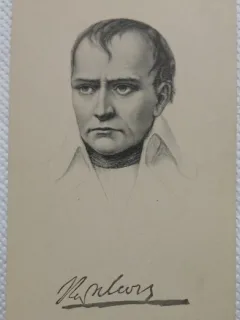 Gravura tip Carte postala Napoleon Bonaparte in exil (1820)