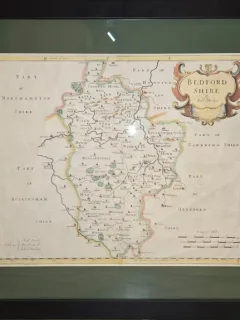 Harta veche Bedfordshire, Anglia, 1695
