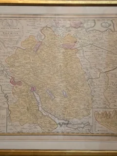 Harta veche - Cantonul Zurich, gravura, anul 1765