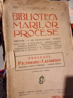 I. Gr. Perieteanu - Procesul Paltineanu-Lazarescu Anul I - Octombrie 1923 Nr. 1. Biblioteca Marilor Procese