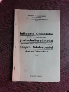 INFLUENTA CLIMATULUI SI A FACTORILOR CLIMATICI ASUPRA ADOLESCENTEI - P. DUMITRESCU