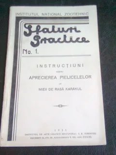 INSTRUCTIUNI PENTRU APRECIEREA PIELICELELOR LA MIEII DE RASA KARAKUL