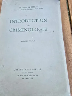 Introduction a la criminologie - Etienne de Greeff premiere volume