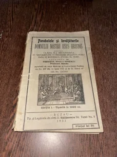 Ioan I Ionescu Parabolele si invataturile Domnului nostru Iisus Christos pentru clasa a II-a secundara (Editia I-a, tiraj 1000 ex., 1933)