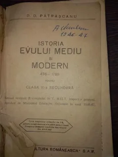 ISTORIA EVULUI MEDIU SI MODERN PENTRU CLASA VI - A SECUNDARA - D . D . PATRASCANU