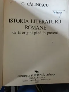 Istoria Literaturii Romane de la Origini pana in Prezent - G.Calinescu