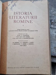 Istoria literaturii romane - G. Calinescu  Vol.I 1954