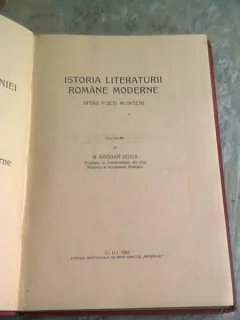 ISTORIA LITERATURII ROMANE MODERNE, INTAII POETI MUNTENI - G. BOGDAN DUICA