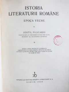 ISTORIA LITERATURII ROMANE VECHI, SEXTIL PUSCARIU