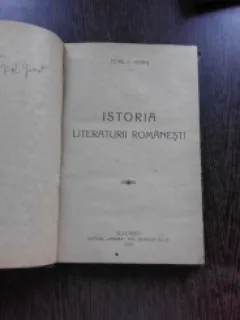 ISTORIA LITERATURII ROMANESTI - PETRE V. HANES