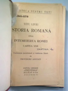 ISTORIA ROMANA DE LA INTEMEIEREA ROMEI CARTEA XXII. PARTEA INTAI - TITU LIVIU