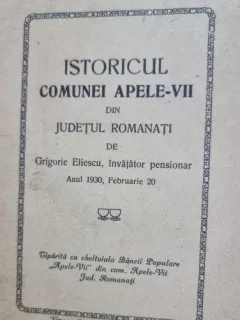 Istoricul Comunei Apele-Vii din Judetul Romanati - Grigorie Eliescu
