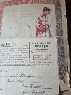 Izvorasul septembrie 1923-anul V nr.1revista de muzica,arta nationala,