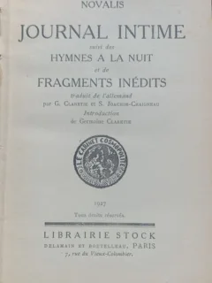 Journal intime (Jurnal intim -carte veche in franceza)- Novalis
