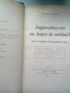 JUGES CITOYENS OU JUGES DE METIER? - THOMAS DRAGU