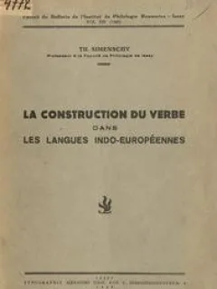 La construction du verbe dans les langues indo-europeennes - Th. Simenschy