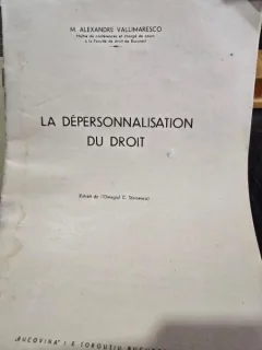 La Depersonnalisation du Droit - M. Alexander Vallimaresco