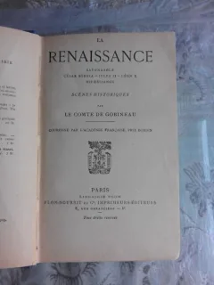 LA RENAISSANCE - LA COMTE DE DE GOBINEAU  (CARTE IN LIMBA FRANCEZA)