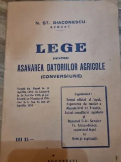 Lege pentru asanarea datoriilor agricole - N.St. Diaconescu