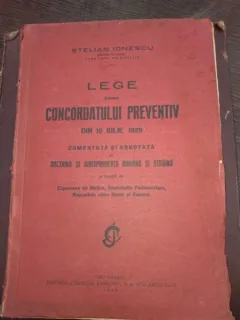 Legea asupra Concordatului Preventiv din 10 iul.1929 -ed.1932
