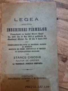 Legea asupra inscrierii firmelor - Stancu Ciocoiu