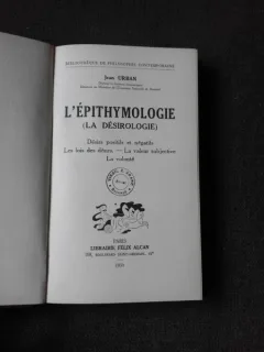 L'EPITHYMOLOGIE - JEAN URBAN  (CARTE IN LIMBA FRANCEZA)