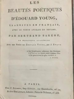 Les beautes poetiques d Edouard Young - traduites en francais par Bertrand Barere