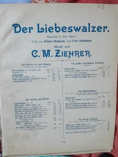 Liebeswalzer, dupa motive din opereta Der Liebeswalzer de C.M. Ziehrer  partitura pentru pian