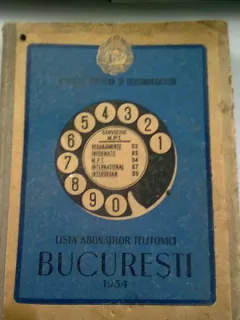 LISTA ABONATILOR LA SERVICIUL TELEFONIC, BUCURESTI 1954