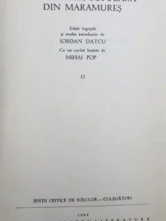LITERATURA POPULARA DIN MARAMURES - ION BIRLEA  V0L.II